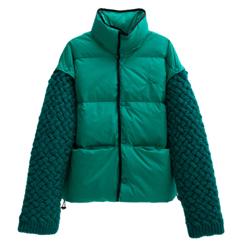 Bonsai Knit Mix Puffer Jacket Green OT008 Degli Uberti